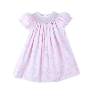 Blossom Branch Floral Smocked Bishop Dress - Girls Spring Summer Outfit