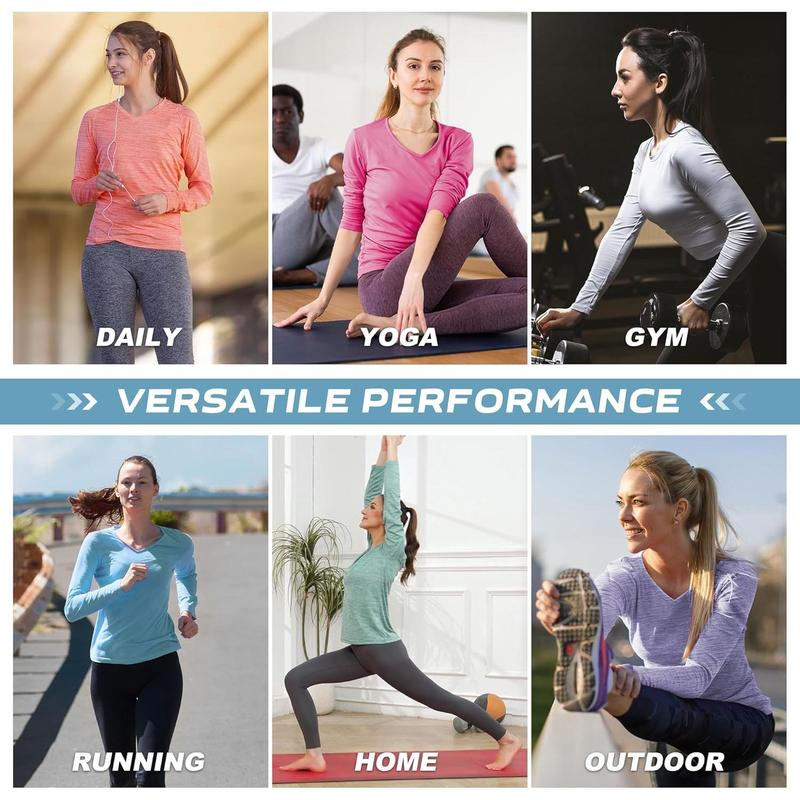 Womens Long Sleeve Workout Tops Moisture Wicking Athletic Shirts Running Quick Dry V Neck T Shirts for Women