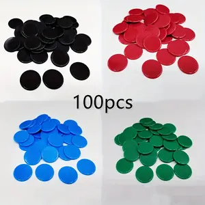 100pcs Colored Plastic Chip Coin Set - Ideal Selection for Teaching, Rewards, And Points (Red+Black+Blue+Green)