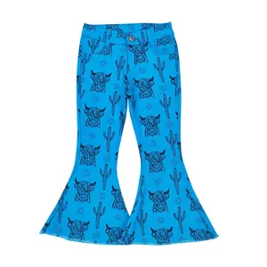 Stylish Girls' Blue Denim Jeans | Western Skull Print - Trendy Kids Fashion That’s Super Durable