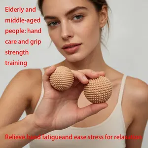 Real Wood Hand Massage Ball Multi-Point Grip, Elderly Fitness Stress Relief Wrist Exercise Ball, Hand Gripper for Seniors, Body Care