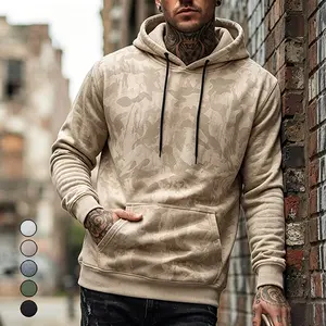 Men's Heather Gray Pullover Hoodie, Classic Casual Sweatshirt with Adjustable Drawstring Hood, Comfortable Fleece Long Sleeve Top for Streetwear and Daily Gym Wear