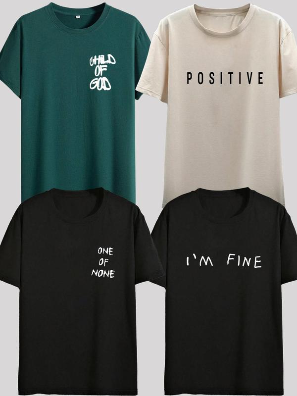 Unisex's Letter & Angel & Palm Tree & Floral Print Round Neck Tee, Regular Fit Casual Short Sleeve T-shirt for Summer, Daily Wear Top for Men Women