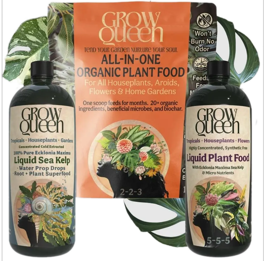 Complete Fertilizer System - Organic Time Release Plant Food, 5-5-5 Liquid Plant Food & Kelp Extract Bundle - Starter