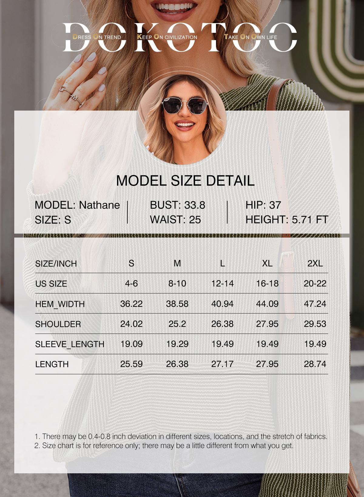 Dokotoo Women's Pullover Hoodies Sweatshirts Casual Loose Long Sleeve Ribbed Knit Shirts