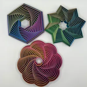 Fractal Fidget Star Fidget Tornado & Fractal Fidget Hexagon Bundle - Stress Relief Toys for Desk Use - 4.34" Star, 4.42" Tornado, 4.2" Hexagon - Fun Patterns & Designs - Random Colors