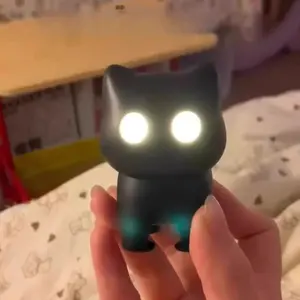 Black Cat LED Keychain with Light & Sound, Cute Kitty Night Light Bag Charm
