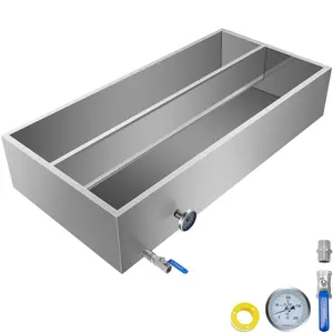 VEVOR Maple Syrup Evaporator Pan 48x24x9.4 Inch Stainless Steel Maple Syrup Boiling Pan with Valve and Thermometer and Divided Pan