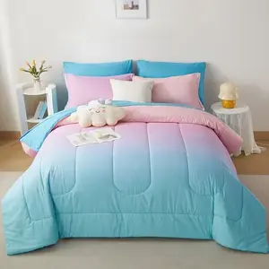 5/7pcs Rainbow Comforter Set - Stain-Resistant, Hypoallergenic & Lightweight | Twin/Full/Queen/King Bed-in-a-Bag with 100% Polyester Filling | All-Season Bedding
