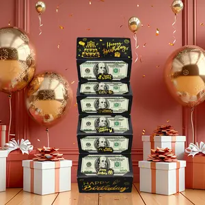 Gold Birthday Surprise Money Pop-Up Box, Creative Gift Card Holder, Wealth Blessing Wallet Clip, Party Envelope, 6 Card Slots