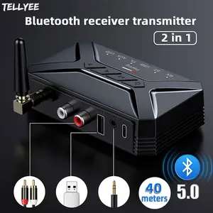 Bluetooth Audio Receiver/Transmitter 2-in-1, HD Low Latency Wireless Bluetooth 5.0 Adapter 3.5mm AUX Jack RCA USB Suitable for TV Computer Headphones Audio Amplifier Home Theater