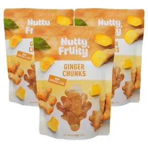 Nutty & Fruity Ginger Chunks – All-Natural Chewy Ginger Snacks, 8 oz (3 Pack) Non-Crystallized