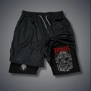 Elden Ring Game 80s 90s Double-Layer Sports Shorts Graphic Shorts Black Camo Streetwear Shorts Men Outfits Men Vacation Outfits Shorts