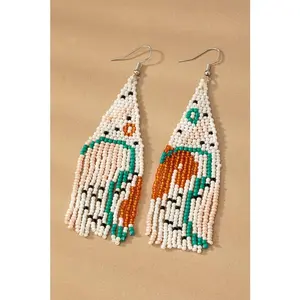LA3accessories seed bead abstract pattern boho statement earrings