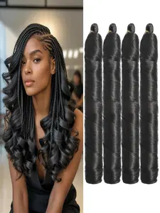 French Curl Braiding Hair 24 Inch 4 Packs Loose Wave Braiding Hair for Braids and Twists Soft Bouncy Curly Crochet Hair for Women Skin-friendly Easy to Braid Hair Extensions