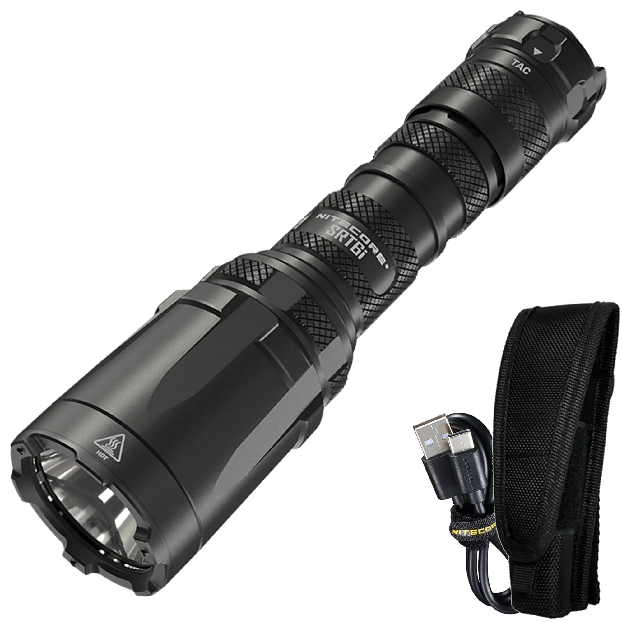 Nitecore SRT6i High-Lumen Rechargeable Steel Flashlight - 2100 Lumen Rugged Fast Charge Long-Throw Portable Light with Lanyard, Holster, Turbo Mode, Batteries for Adult Home Improvement, Outdoor Use