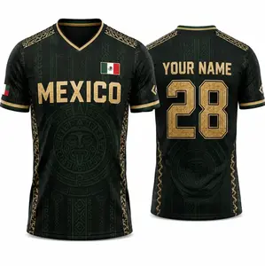 Mexico Soccer Jersey 2026 – Custom Name & Number Soccer Jersey, Black & Gold Aztec Mexico Fan Jersey, Retro Futbol Tee for Men & Women, The Big Tournament 2026 Inspired