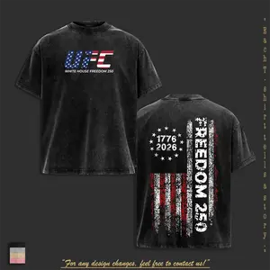 UFC Freedom 250 White House T-Shirt – Vintage Heavy Cotton Oversized MMA Graphic Tee Washed Retro Style Mixed Martial Arts Double Printed Unisex Streetwear Ultimate Fighting Court Edition Gift for UFC Fans