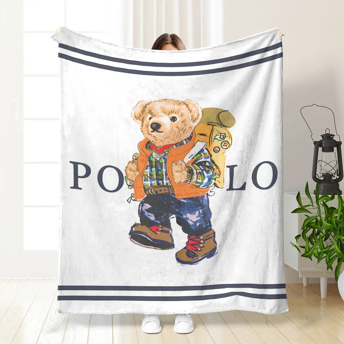 Cute Cartoon Bear Pattern Plush Blanket, Soft Lightweight Blanket, Lightweight Sofa Bed Decorative Throw, Perfect Gift for Friends Family, Holiday Present
