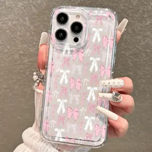 Bow Design Transparent Tpu Phone Case, Anti-Drop Thickened Cover, Valentine's Day Gift for Boyfriend Girlfriend, Compatible with iPhone Models