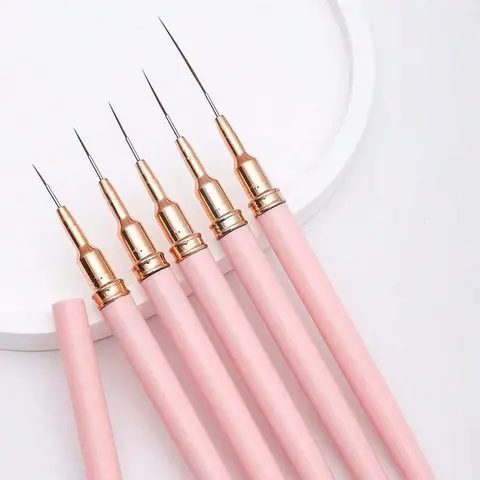 Five-Piece Nail Art Edge Brush Set, Ultra-Fine Detail Pen, Precision Nail Design, Odorless, Suitable for DIY & Professional Salons, Nail Tech Supplies