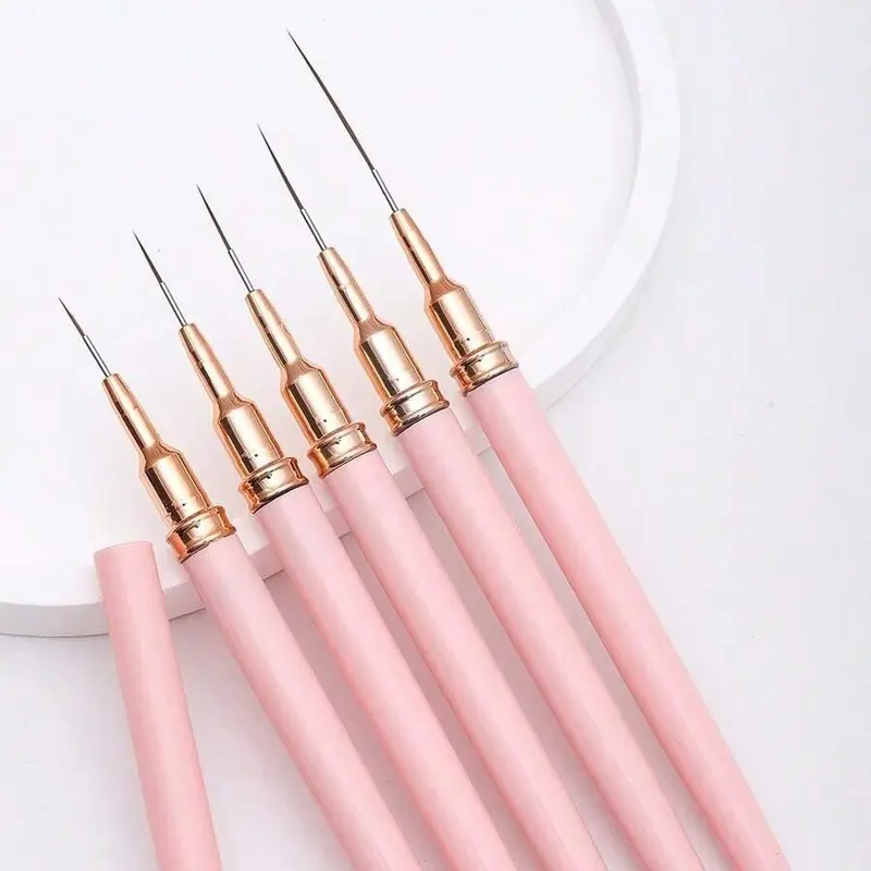 Five-Piece Nail Art Edge Brush Set, Ultra-Fine Detail Pen, Precision Nail Design, Odorless, Suitable for DIY & Professional Salons, Nail Tech Supplies