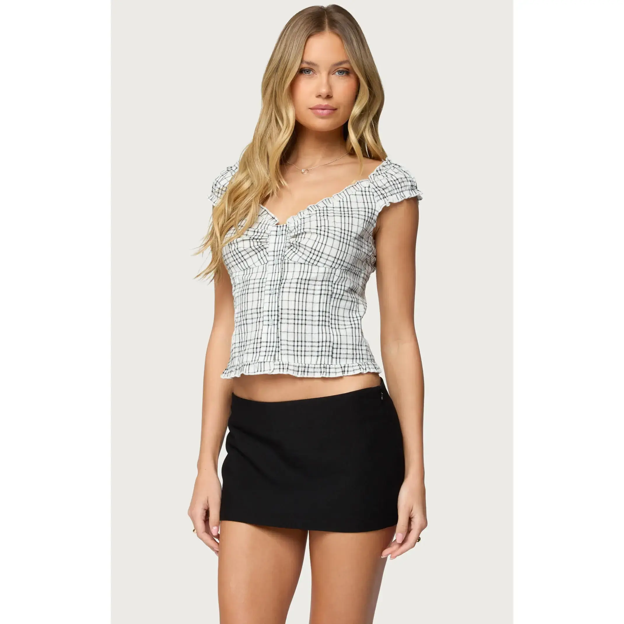 Edikted Women's Dolsy Plaid Button Up Top