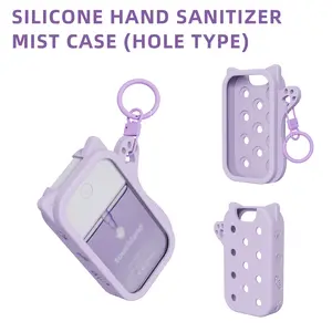 Silicone Case Compatible with Touchland Hand Sanitizer Spray, Hand Sanitizer Holder, Protective Case with Keychain for Power Mist and Glow Mist 1 fl oz, Hand Sanitizer Spray Accessory
