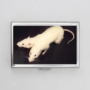 2 Headed Rat Dual Side Wallet or Card Holder Slim Metal Wallet Push Button Organizer Gift