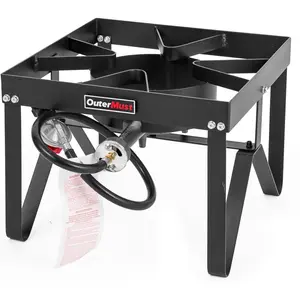 OuterMust B40-01 Heavy Duty Outdoor Propane Single Burner Stove 10 PSI – Black