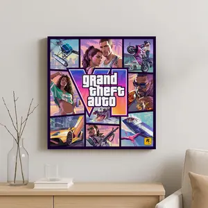 Grand Theft Auto VI Cover Art Poster No Frame, GTA 6 Gaming Room Decor, Cool Video Game Wall Art Print for Gamers & Bedroom