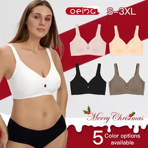 OEING Jelly Wireless Bras for Women Comfortable Seamless Push Up Bralettes Deep V Everyday Wear Basic Minimalist Style S-3XL 5 Colors