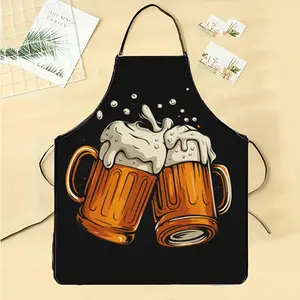 A vintage-style kitchen apron suitable for household use, ideal for baking and cooking, Funny Apron. It is the perfect gift for couples, featuring a whimsical design, made of polyester, and equipped with an adjustable neck strap and pockets.