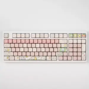 142 Key Pink Piggy Theme Pbt Keycaps, Dye Sublimation Process, Moa Profile, Compatible with Mx Axes, for 61/64/68/87/96/104/108 Keyboards
