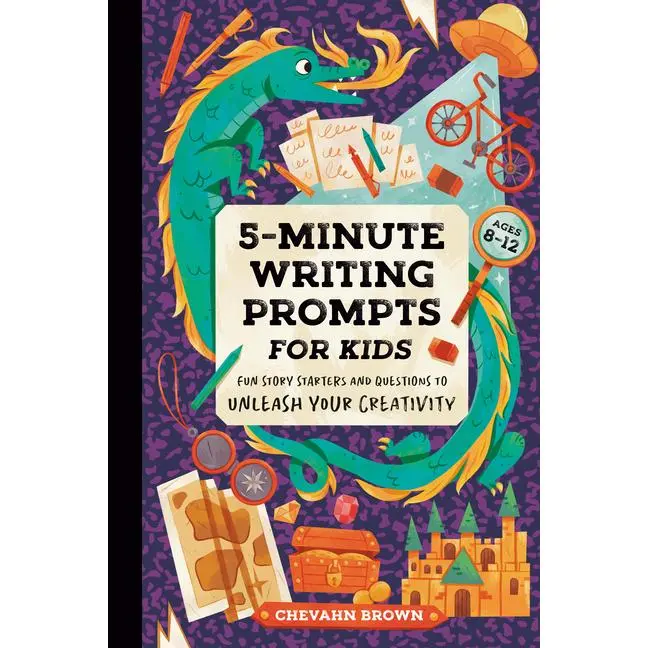 5-Minute Writing Prompts for Kids: Fun Story Starters and Questions to Unleash Your Creativity -- Chevahn Brown - Paperback