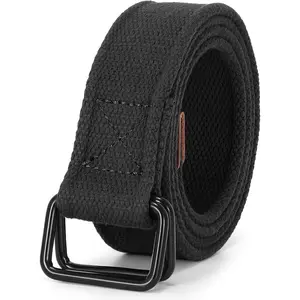Men Canvas Double Ring Belt Plus Size Men Cloth Casual Belt for Jeans Pants