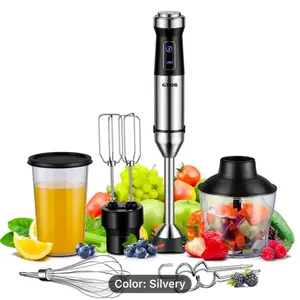 6-in-1 Immersion Blender Handheld 1000W 20-Speed & Turbo Mode, with Dough Hooks, Egg Beaters, Whisk, 800ml Beaker, 600ml Chopper Titanium Blades