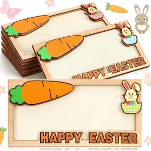 6 Pcs Easter Bunny Money Holders for Cash Gift Cute Easter Basket Stuffers Wood Bunny Bulk Gift Box Hunting Egg Basket Stuffer