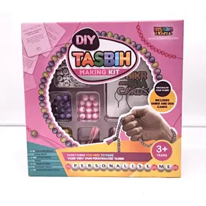 DIY Tasbih Making Kit with Dhikr Cards (Updated) - Pink & Blue