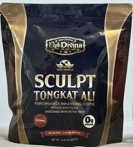 Sculpt Tongkat Ali Performance Enhancing Coffee Infused with Reishi Sweetened with Monk Fruit 210mg Reishi Spores 20 Sachets 14.8oz Beverage Antioxidant Healthy Lifestyl