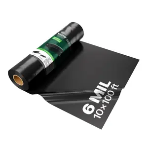 VEVOR Plastic Sheeting Heavy Duty 10'x 100', 6 Mil Thick Plastic Sheeting Roll, Plastic Drop Cloth Painters Tarp, Polyethylene Covering for Crawl Space Vapor Barrier, Multi-Purpose, Black