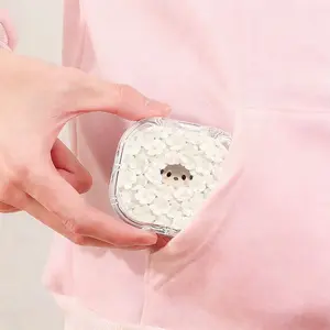 White Otter Printed Retainer Box Ins Style Denture Storage Case Multi Scene Orthodontic Retainer Box Lightweight Drop Resistant Invisible Aligner Holder