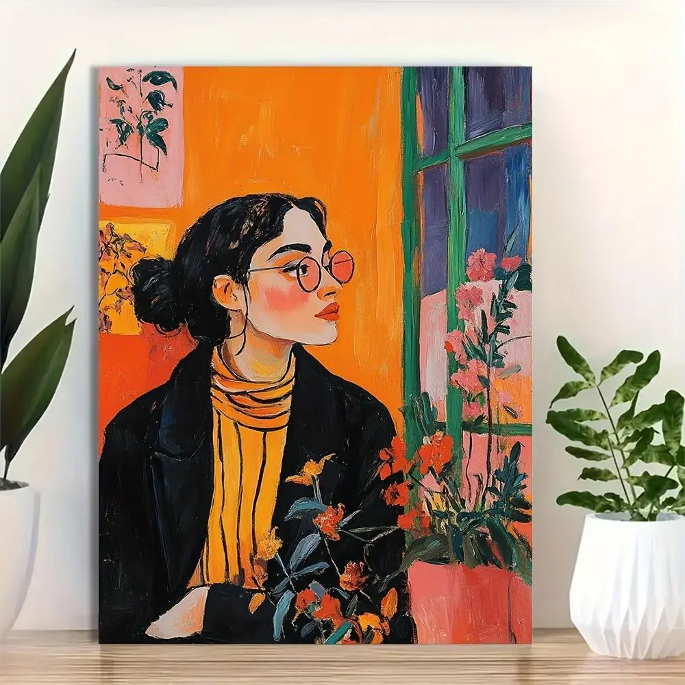 1pc Henri Matisse Framed Canvas Print - 12x16 inch Compact Abstract Art, Iconic Figures Decorative Wall Art with Hangable Flat Frame, Ready-to-Hang No-Fuss Small Space Decor Home Supplies
