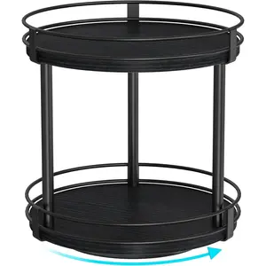 Lazy Susan  Rack, 2 Tier Rotating  Rack,  Lazy Susan Organizer for Cabinet, Black Kitchen Counter Shelf, 10.2" x 10.2" x 10.4"