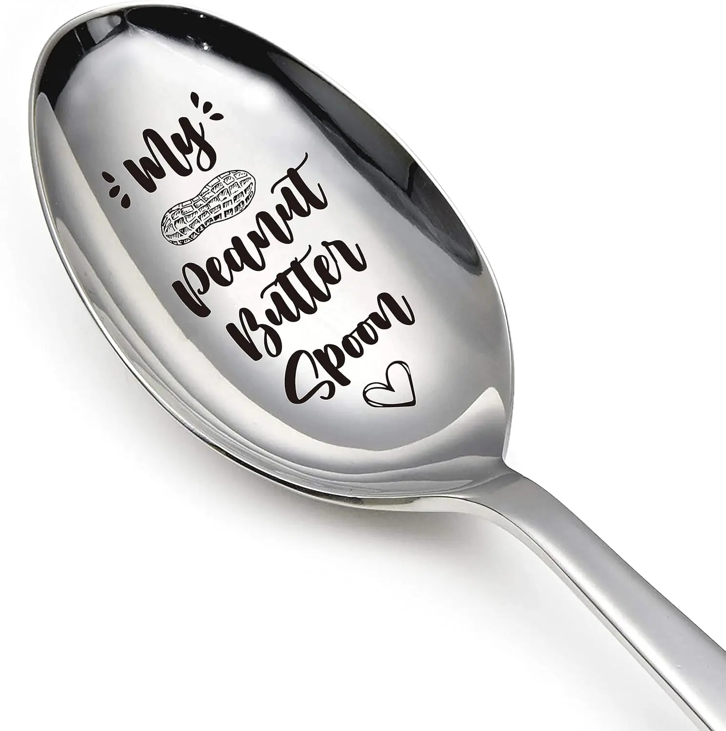 Peanut Butter Spoon - Funny Engraved Stainless Steel Spoon for Peanut Butter Lovers, Dessert Spoon for Moms, Dads, Boys, Girls,  Birthdays, Christmas, Valentine's Day G