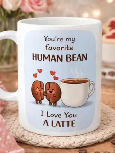 Cute Human Bean Mug, I Love You A Latte Coffee Cup, Funny Valentine Mug for Coffee Lovers, Romantic Couples Gift, Cute Love Quote Ceramic Mug