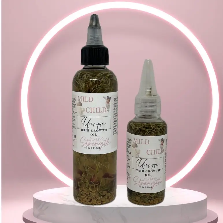 Unique Hair Growth Oil “Mild Child” Extra Strength with Grape Seed, Safflower, Avocado, Almond & Jojoba Oils for Gentle healthy haircare Natural herba