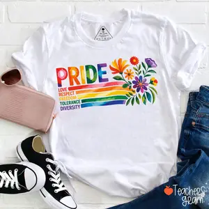 Pride Love Respect Freedom Tolerance Diversity Teacher T-Shirt
