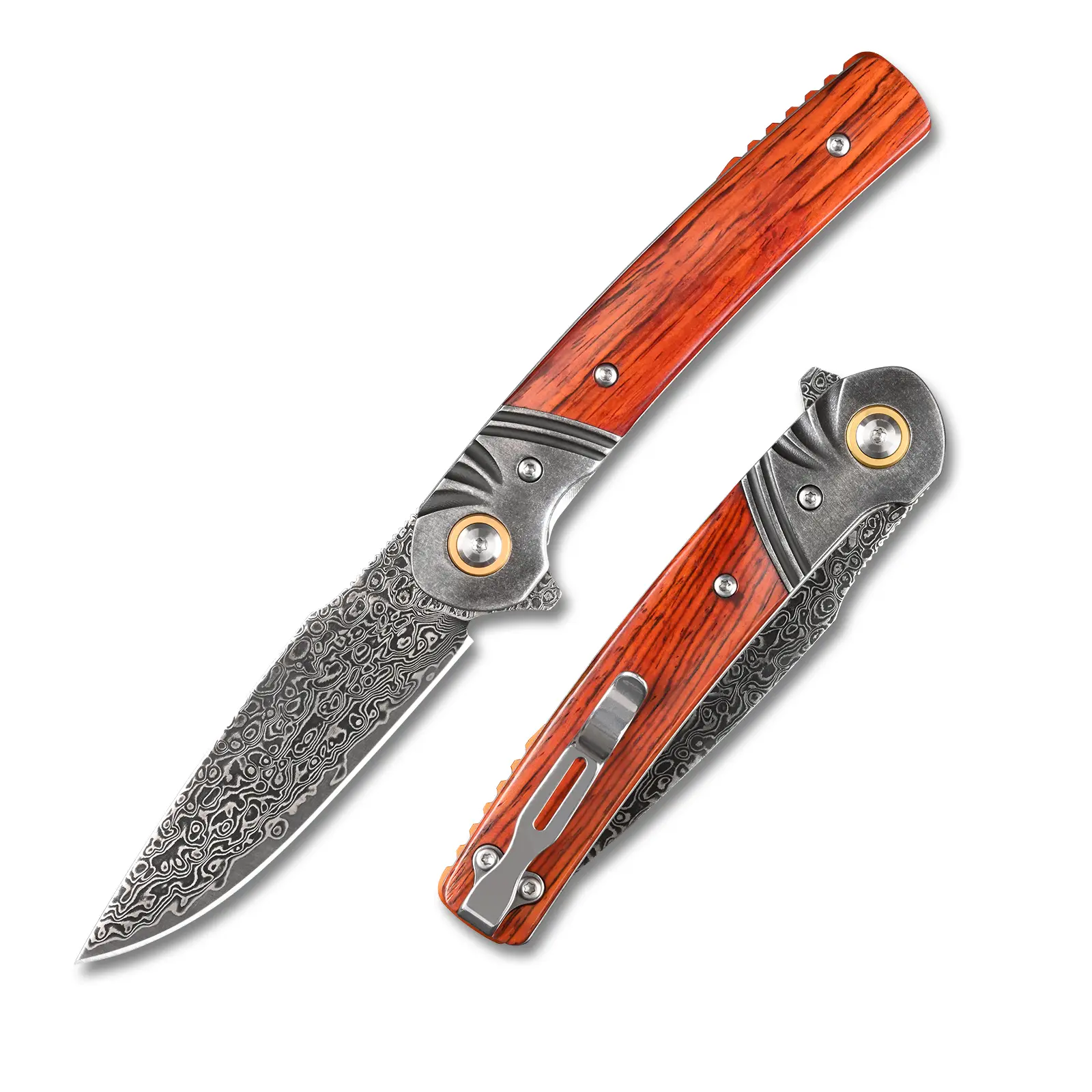 SDOKEDC Damascus Pocket Knife with Clip Folding Knives for Men Outdoors Camping Survival Gear Edc Tools fishing Knifes