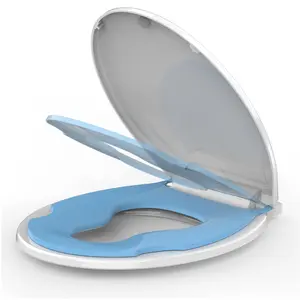 Garvee 1 Pack Toilet Seat Round with Built-In Toddler Potty Training Seat, Slow Close, Soft Close Toilet Seat, Quiet Lid, Contoured Grip-Tight Bumpers, Installation Hardware(white,blue,17'')